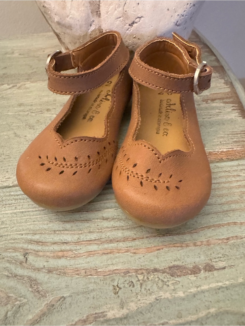 Adelina & Co Tan Leather Mary Jane Shoes for Kids